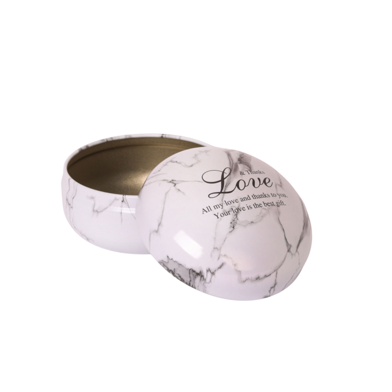 Marble Tinplate Container with lid