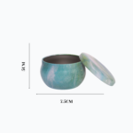 Blue and Green Metal Storage Tin with Lid