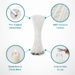 Cotton Wick 15cm with a metal holder