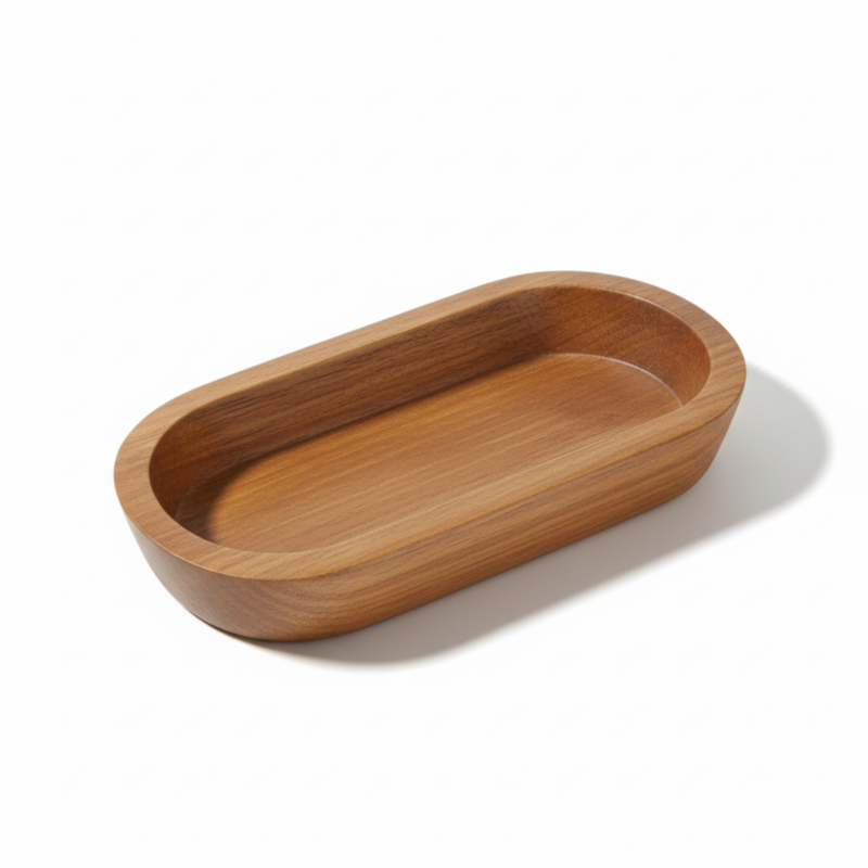 Rustic Wooden Oval Bowl