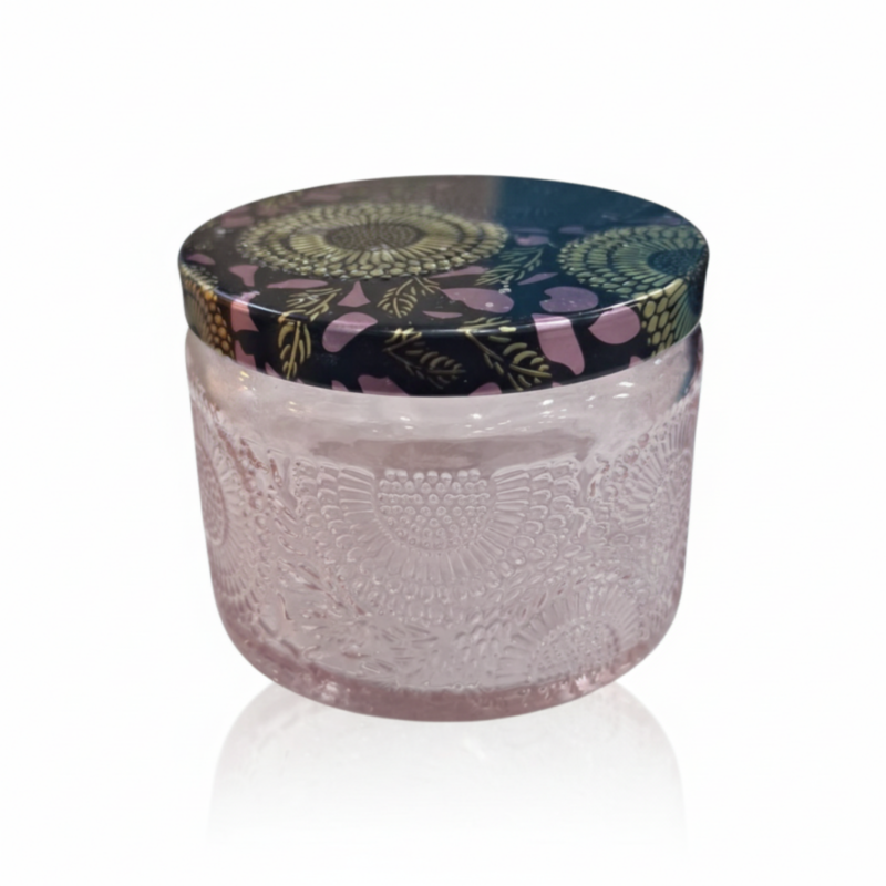 Light Purple Embossed Glass Storage
