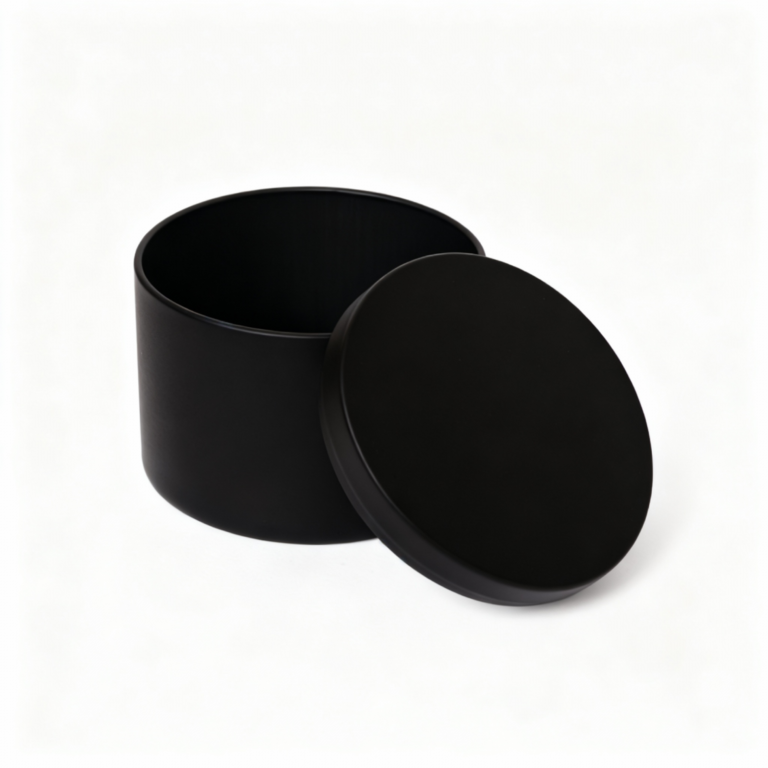 Black Round Metal Storage Tin