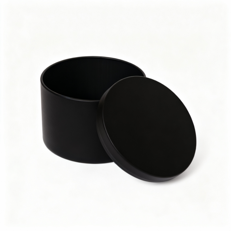 Black Round Metal Storage Tin