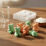 4 cavities of small Teddy Bear Silicone Mold