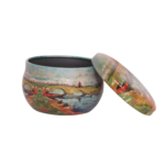 Light Blue Metal Storage Jar with Lid