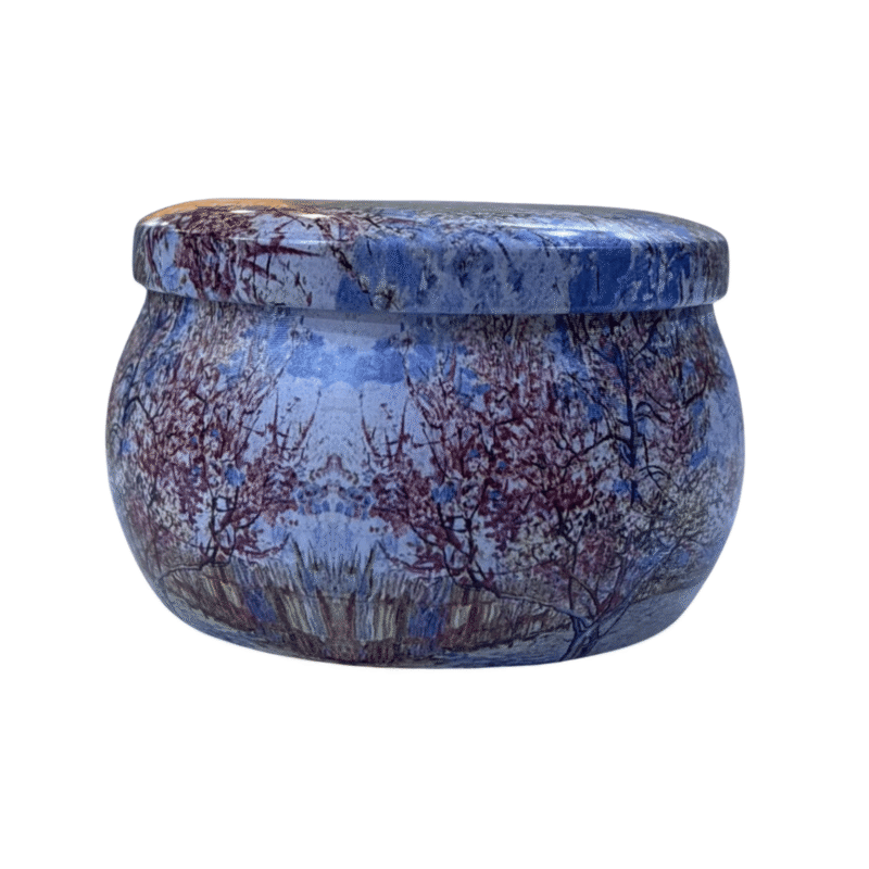 Blue Tinplate Storage Container with Tree Design