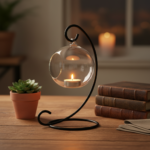 Wrought Iron Hanging Glass Candle Holde