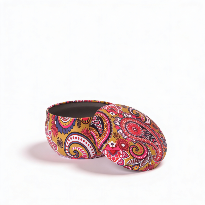 Colorful Metal Storage Tins with Flower & Leaf Design Lid