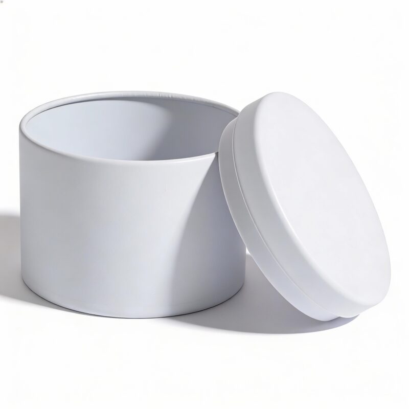 White Round Metal Storage Tin with Lid 100g