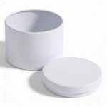 White Round Metal Storage Tin with Lid 5.2×6.5 cm