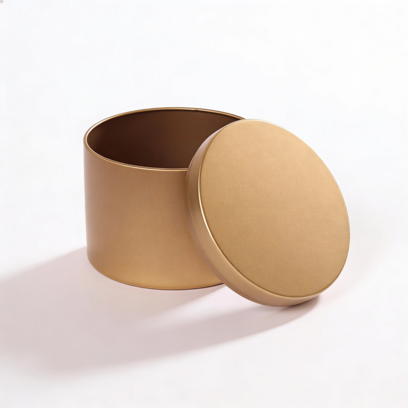 Gold Round Metal Storage Tins with Lids – 150g Capacity, 6x8 cm