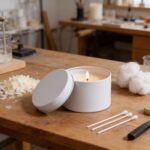 White Round Metal Storage Tins with Li