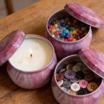 Pink Tinplate Storage Container with Lid