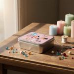 Silver Metal Tinplate Storage Container with Pink Decorative Lid – 100g Tin for Candles, Accessories & Beads