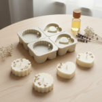 4-Cavity Silicone Mold for Candles and Soap – 2 Hearts & 2 Circles DIY Mold