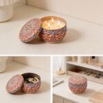 Light Orange Mandala Metal Storage Tin 7.5 × 5 cm for Candles & Accessories – 100g