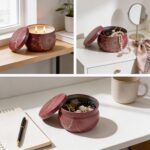 Marble Mandala Metal Storage Tin 7.5 × 5 cm for Candles & Accessories – 100g