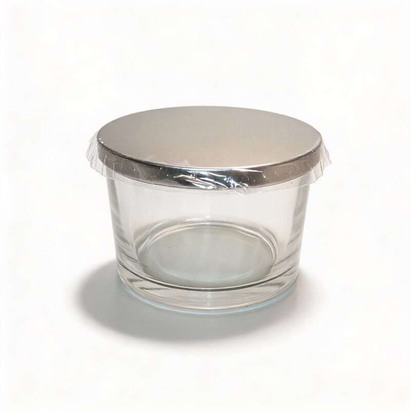 Transparent Glass Candle Container with Silver Lid – 350g Capacity