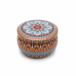 Orange Mandala Metal Storage Tin 7.5 × 5 cm for Candles & Accessories – 100g