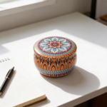 Orange Mandala Metal Storage Tin 7.5 × 5 cm for Candles & Accessories – 100g