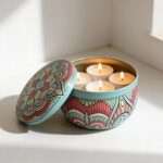 Mint Green Mandala Metal Storage Tin 5 × 7.5 cm – 100g Capacity