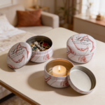 White Marble Metal Storage Tin – “Thank & Love” Red Design – 75g Capacity