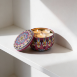 Dark Purple Mandala Metal Storage Tin 7.5 × 5 cm for Candles & Accessories – 100g