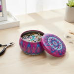 Pink Mandala Metal Storage Tin 7.5 × 5 cm for Candles & Accessories – 100g
