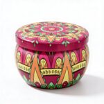 Pink Mandala Metal Storage Tin 7.5 × 5 cm for Candles & Accessories – 100g