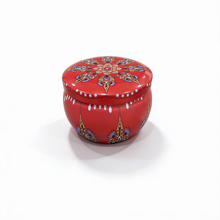 Red Mandala Metal Storage Tin 7.5 × 5 cm for Candles & Accessories – 100g