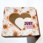Orange Gift Box with Heart Window “Just for You” 4×10×10 cm